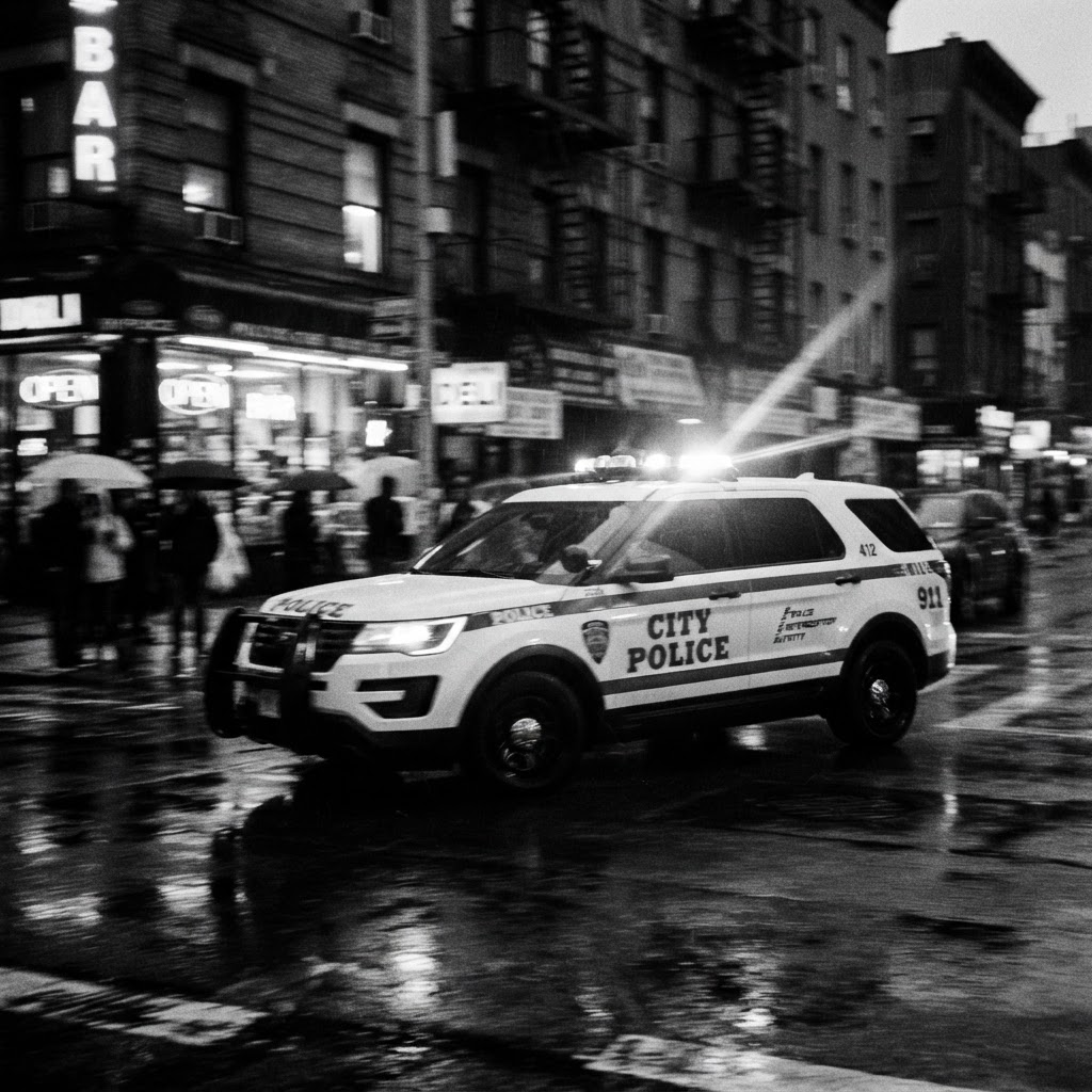 Police car at night